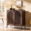 IFGET Modern Buffet Cabinet with Storage, 92.63" W Fluted Arched Sideboard Cabinet w/Adjustable Shelves, Wooden Modular Coffee Bar for Dining Room, Kitchen, Living Room, Entryway, Natural