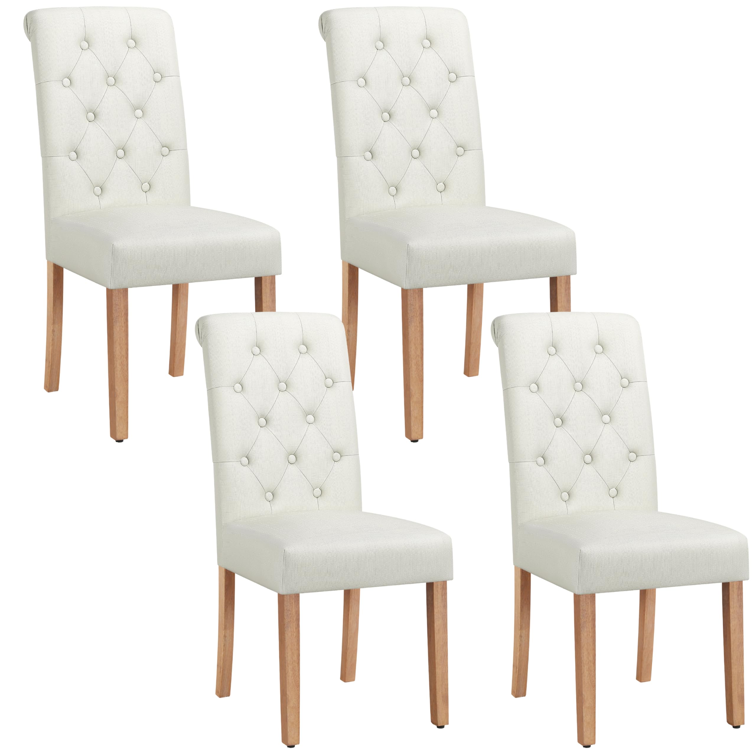 Yaheetech Dining Chairs Set of 6 Fabric Upholstered Dining Room Chairs with Button Tufted High Back and Solid Wood Legs for Kitchen/Living Room/Restaurant, Modern Style, Dark Gray