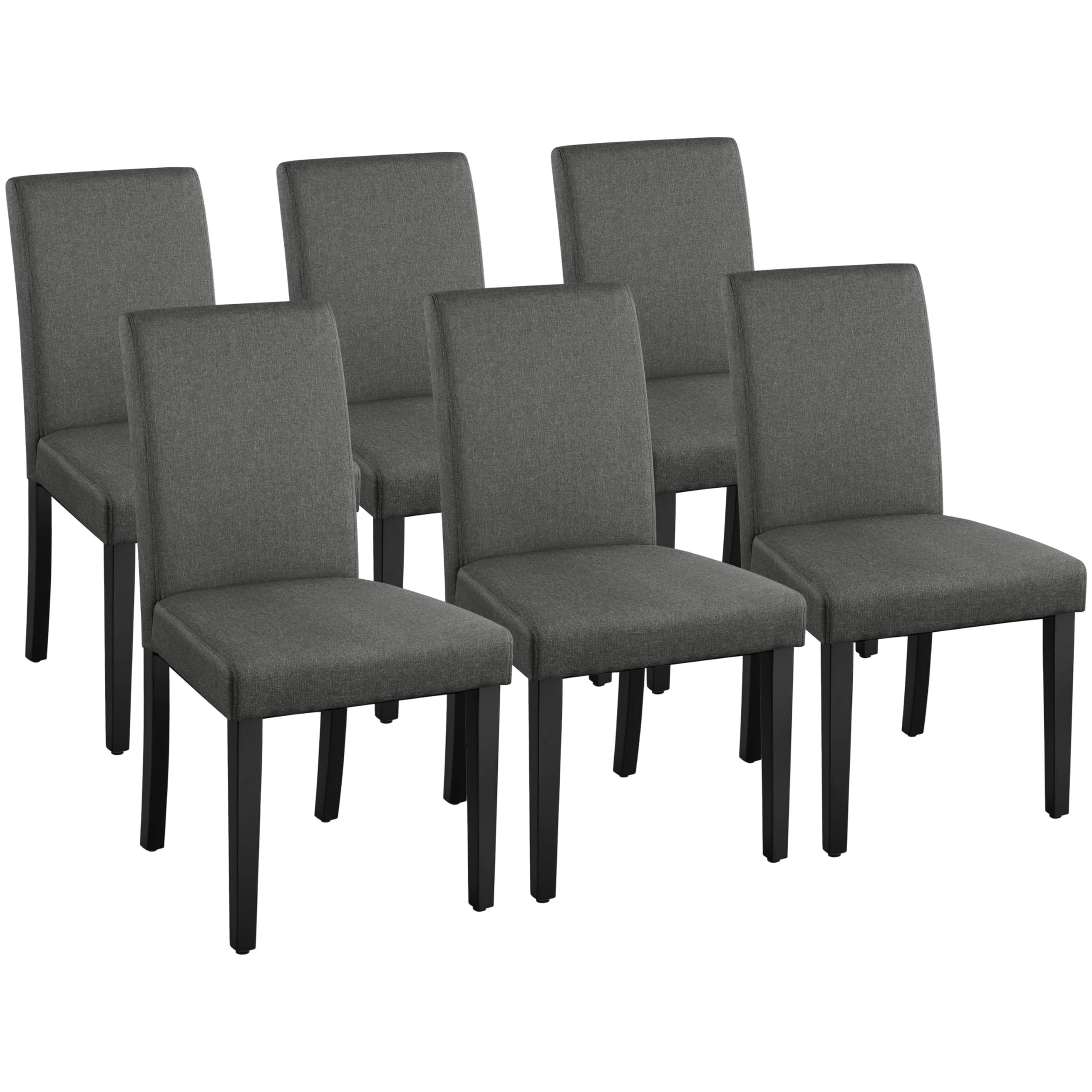 Yaheetech Dining Chairs Set of 4 Fabric Parson Upholstered Kitchen Chairs with Padded Seat and Solid Wood Legs for Dining Room/Restaurant, Armless Design, Dark Grey