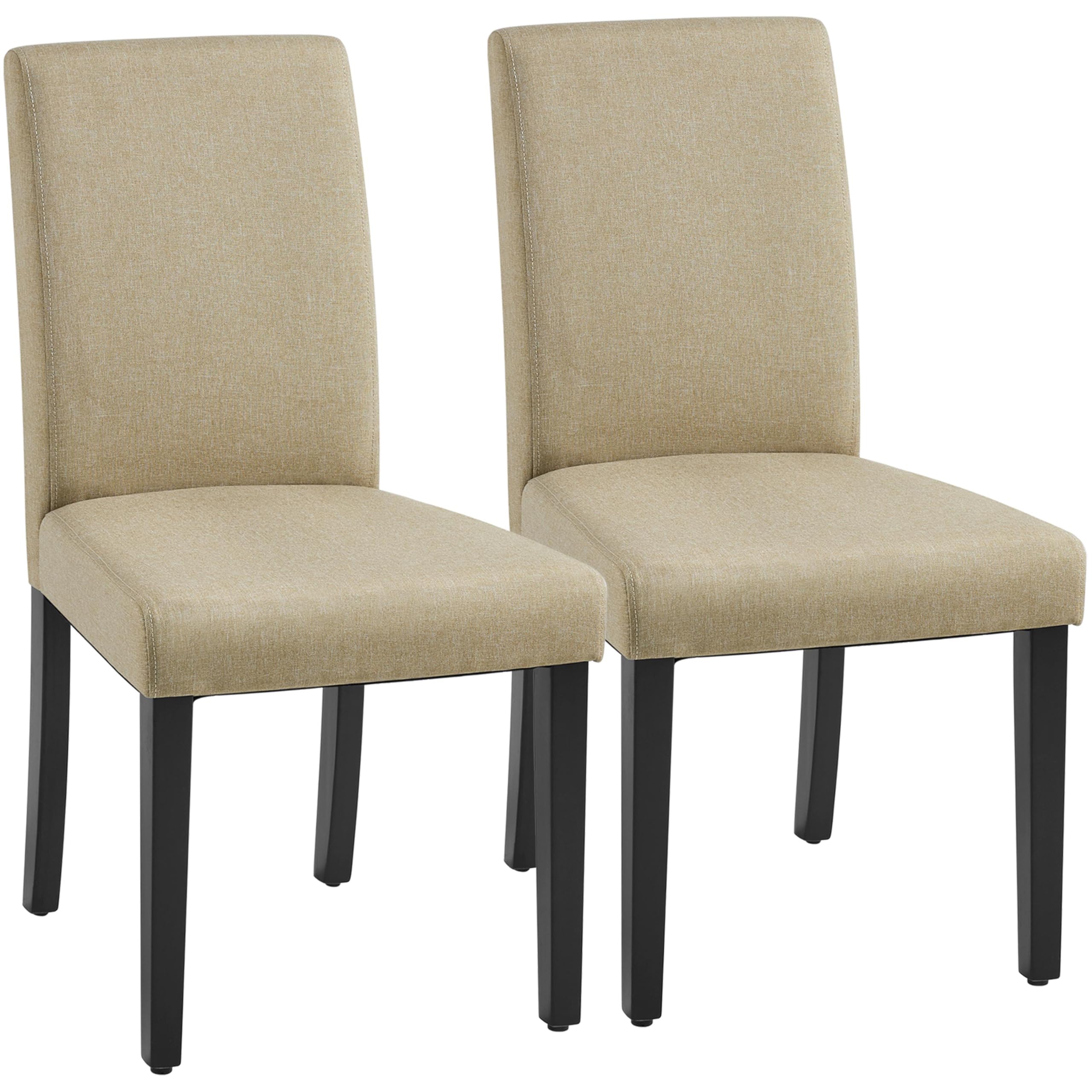 Yaheetech Dining Chairs Set of 4 Fabric Parson Upholstered Kitchen Chairs with Padded Seat and Solid Wood Legs for Dining Room/Restaurant, Armless Design, Dark Grey