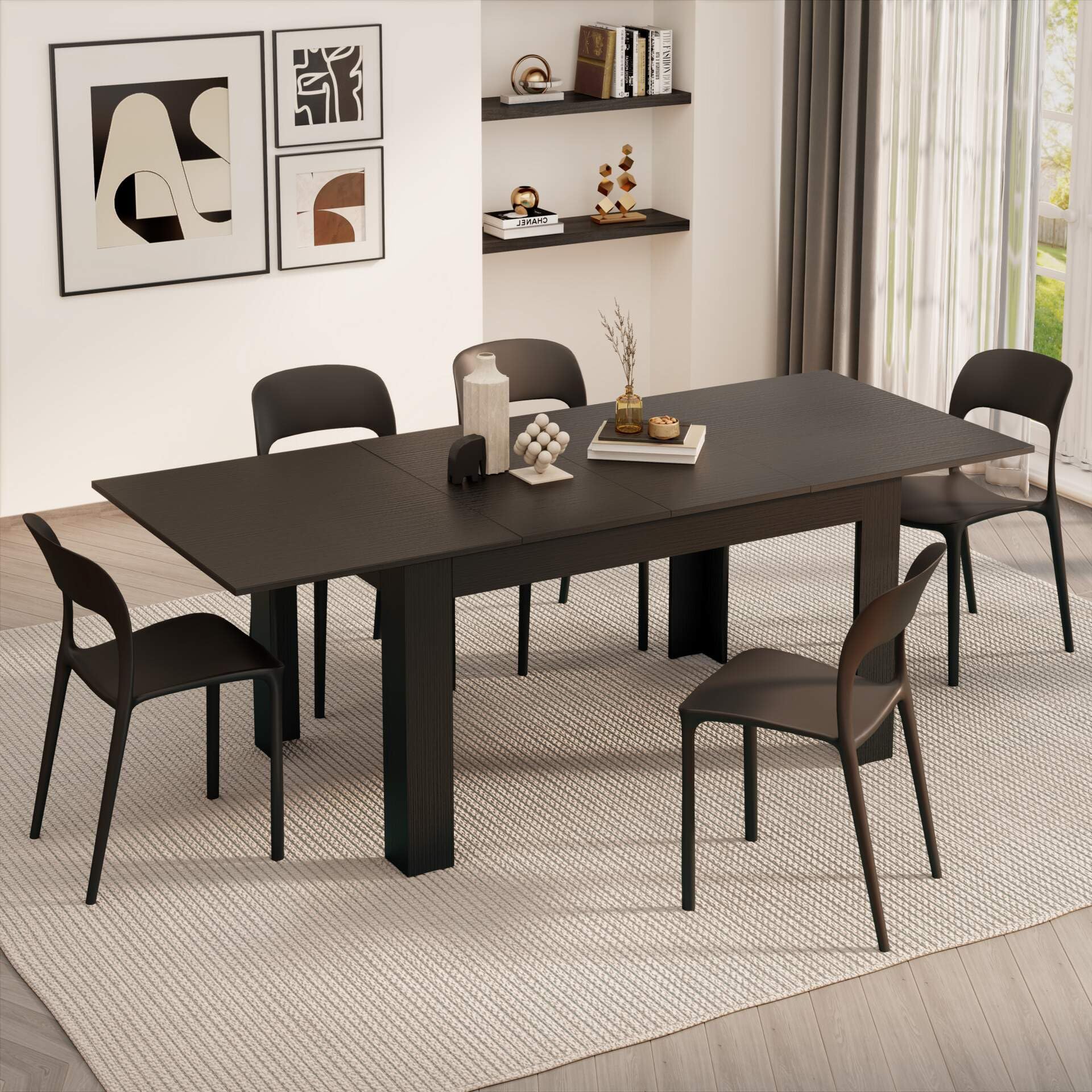 Mobili Fiver, Easy, Extendable Dining Table, 55,1(86,6) x35,4 in, Oak, for 6-8 People, Expandable Dining Table for Kitchen, Italian Furniture