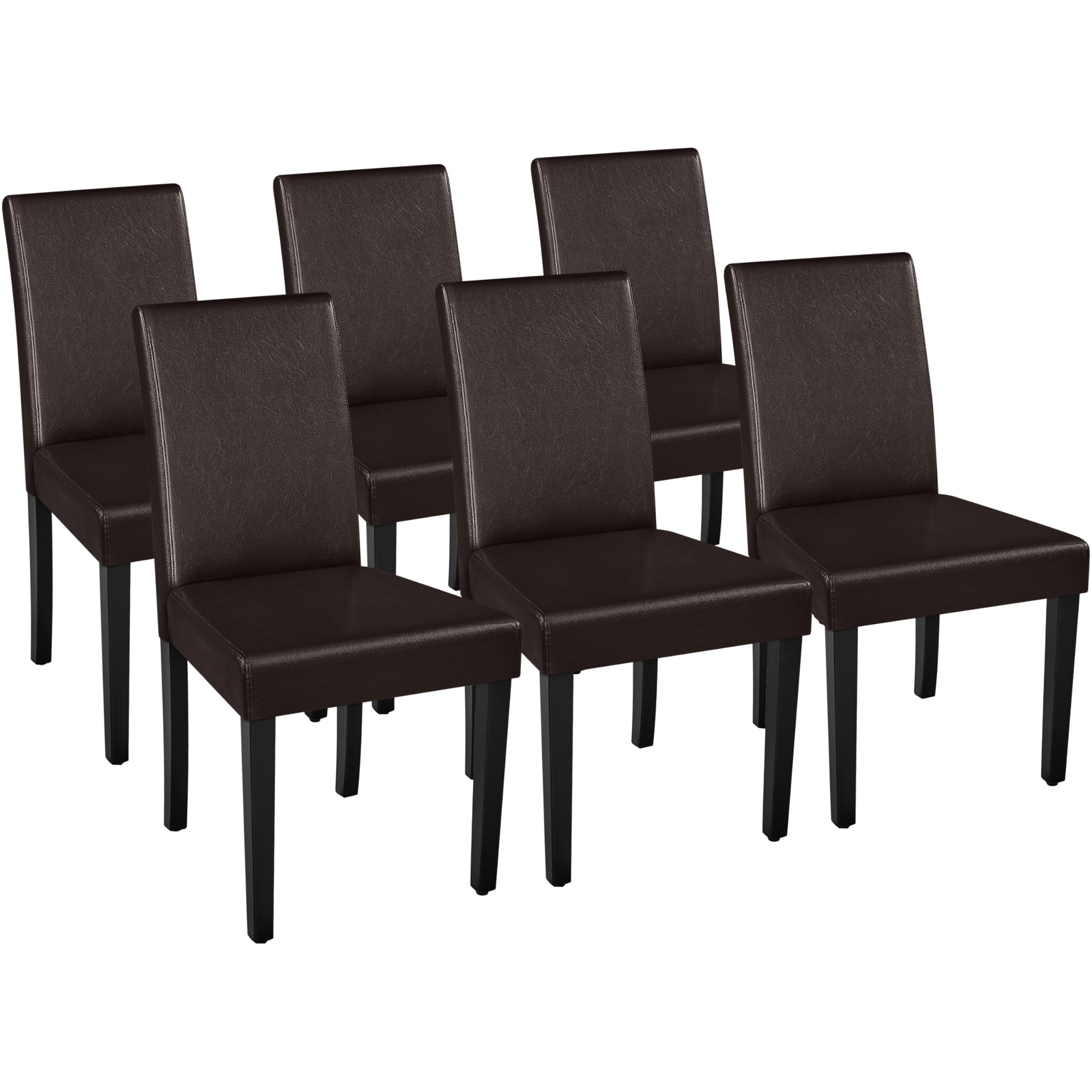 Yaheetech Dining Chairs Set of 4 Fabric Parson Upholstered Kitchen Chairs with Padded Seat and Solid Wood Legs for Dining Room/Restaurant, Armless Design, Dark Grey