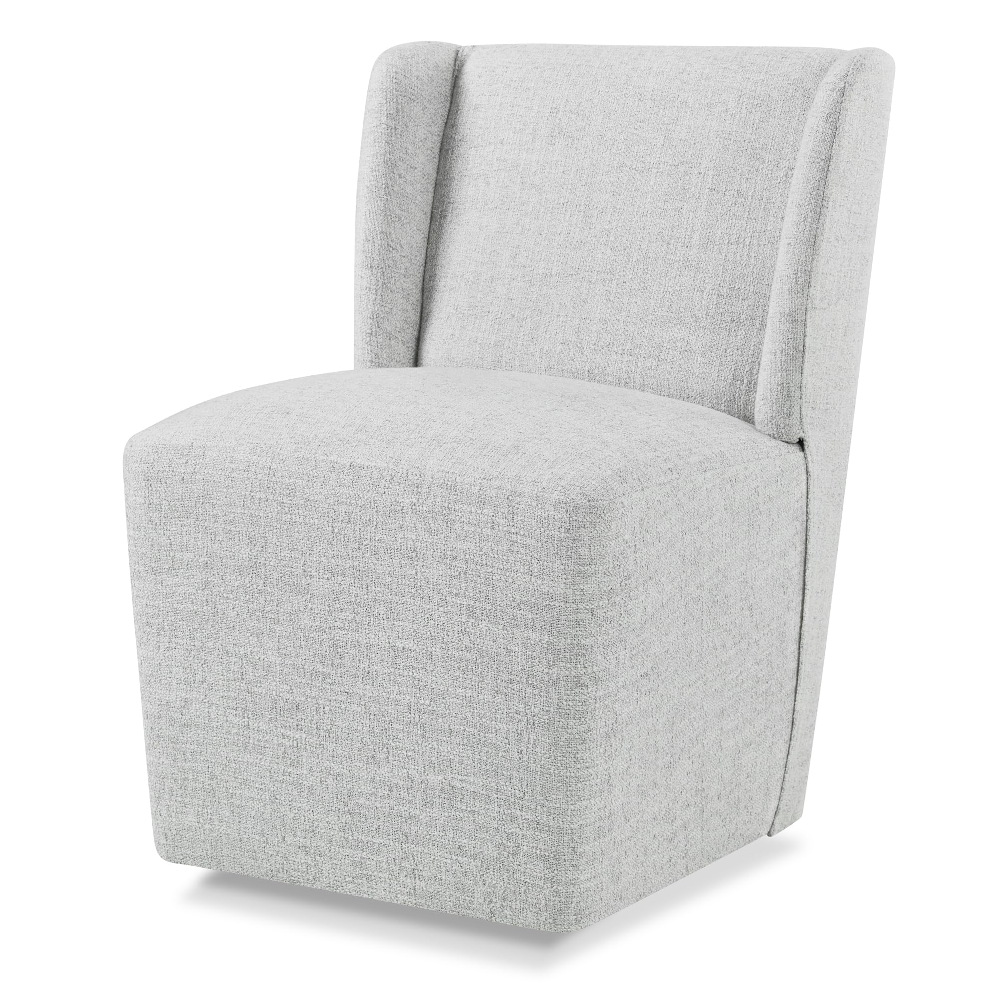 KISLOT Upholstered Dining Chairs Set of 4 with Casters, Wingback Modern Side Armless Deskchair with Rollers for Diningroom Bedroom Livingroom Reading Room, Cream Beige Fabric