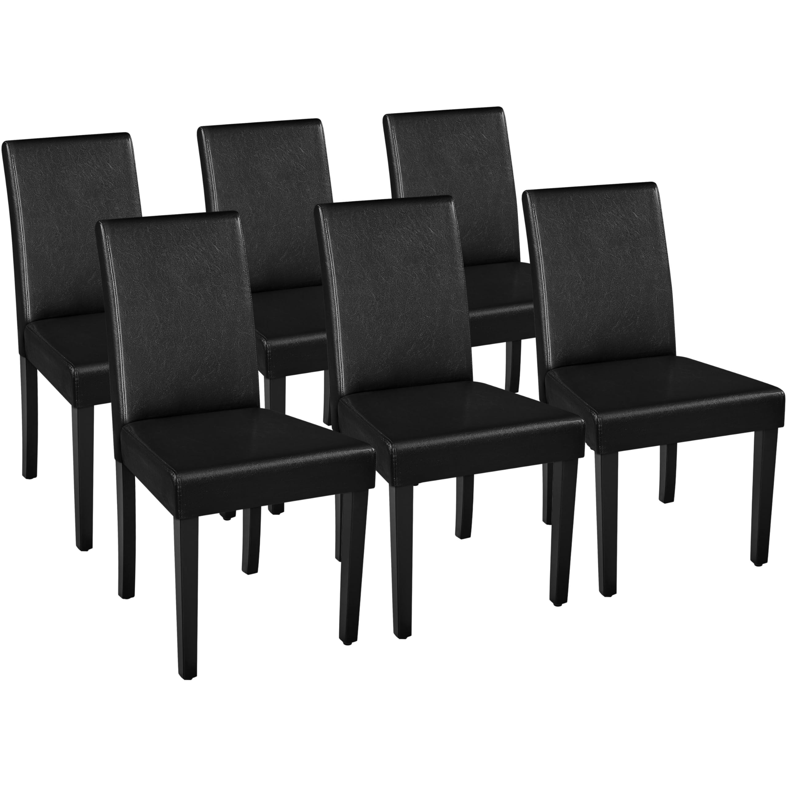Yaheetech Dining Chairs Set of 4 Fabric Parson Upholstered Kitchen Chairs with Padded Seat and Solid Wood Legs for Dining Room/Restaurant, Armless Design, Dark Grey