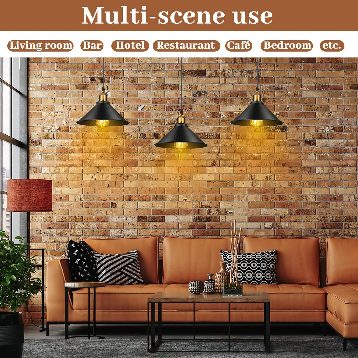 Retisee Black Industrial Pendant Light Vintage Metal E26 Base Hanging Light Rustic Dome Pendant Lamp Fixture Farmhouse Kitchen Hanging Ceiling Lamp for Dining Room Bedroom Hallway Bar (12 Pcs)