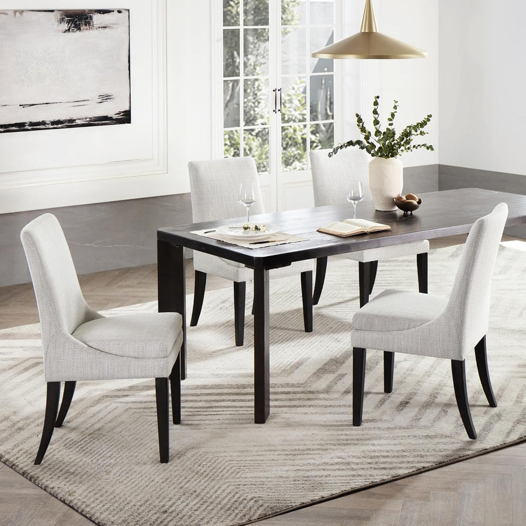 KISLOT Upholstered Dining Chairs Modern Sidechair Performance Fabric High Back Armlesschair for Diningroom Kitchen,Linen,Set of 4(2 Box)