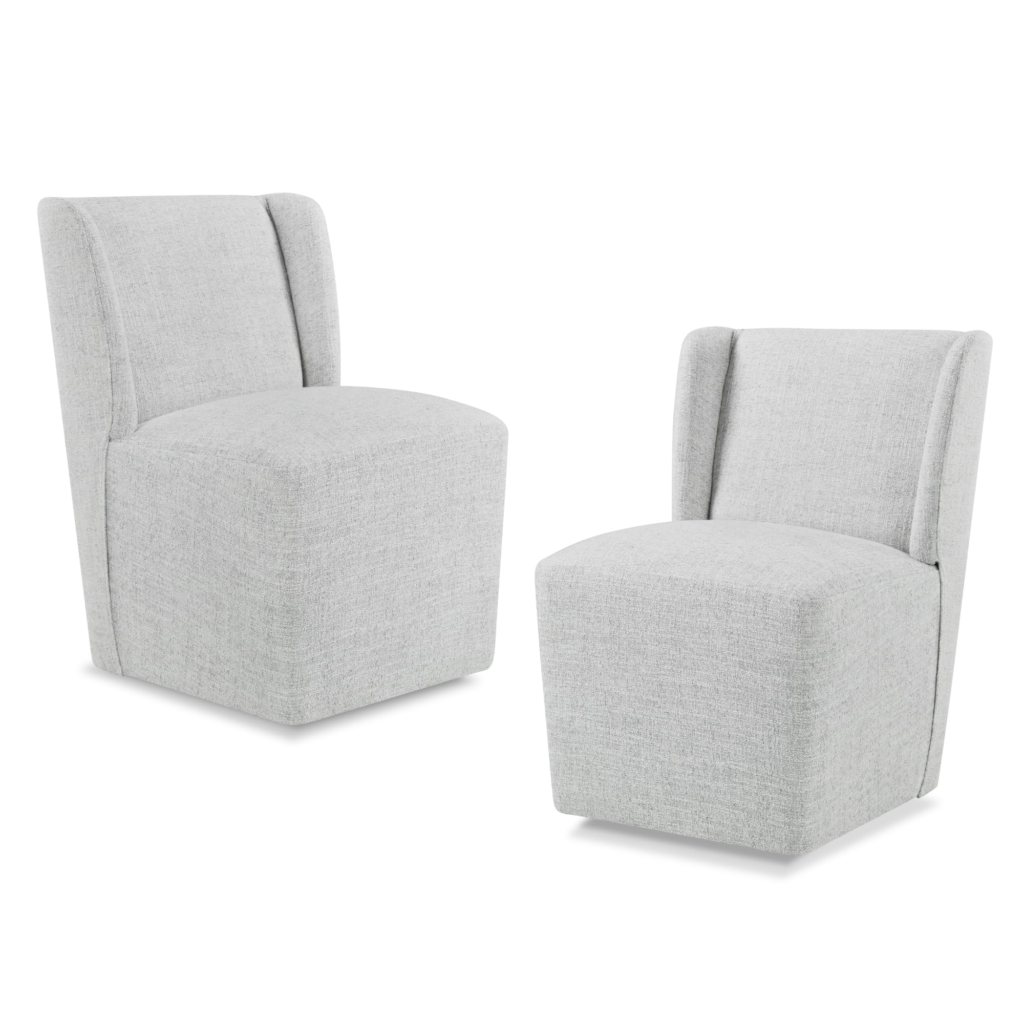 KISLOT Upholstered Dining Chairs Set of 4 with Casters, Wingback Modern Side Armless Deskchair with Rollers for Diningroom Bedroom Livingroom Reading Room, Cream Beige Fabric