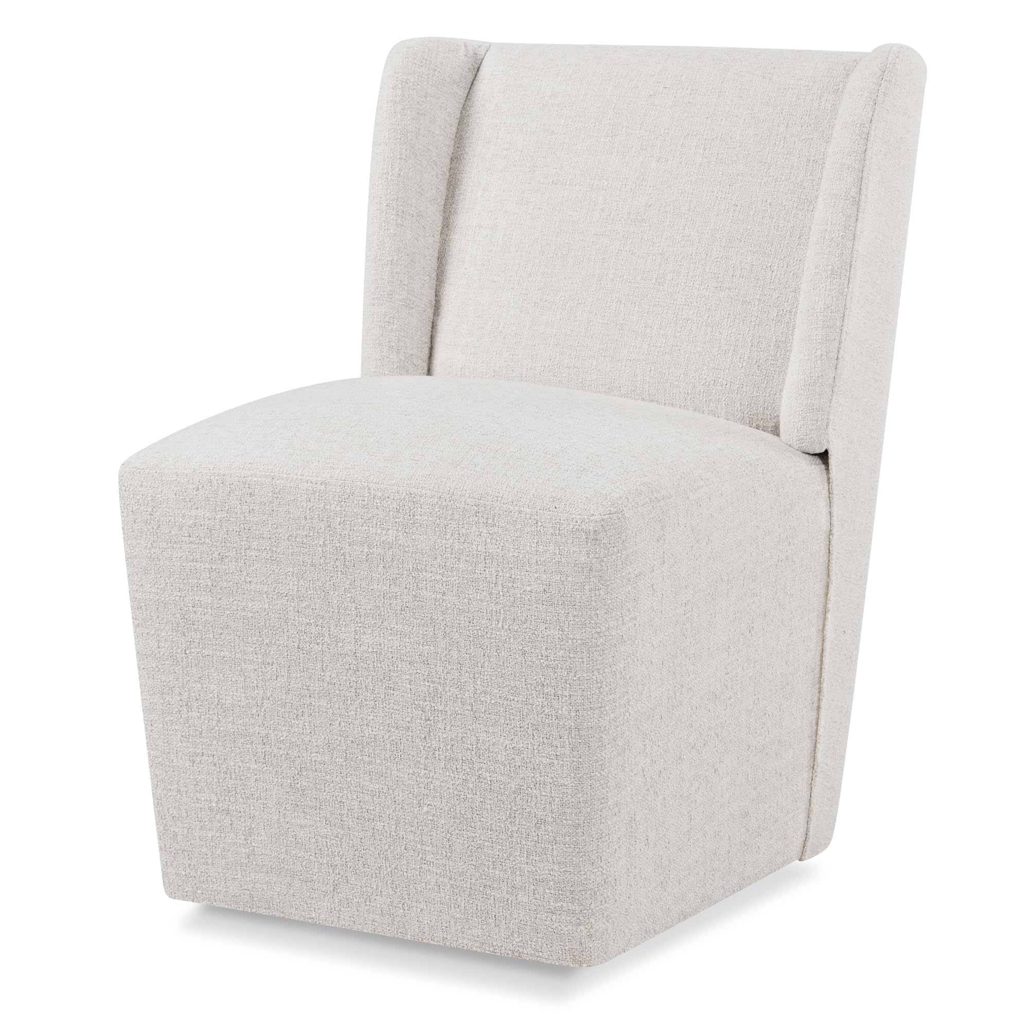 KISLOT Upholstered Dining Chairs Set of 4 with Casters, Wingback Modern Side Armless Deskchair with Rollers for Diningroom Bedroom Livingroom Reading Room, Cream Beige Fabric