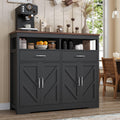 knoworld Buffet Sideboard with Storage with Power Outlets & LED Light 4 Doors, 55'' Large Farmhouse Kitchen Storage Cabinet Wood Coffee Bar Cabinet Buffet Table for Kitchen, Dining Room, Entryway