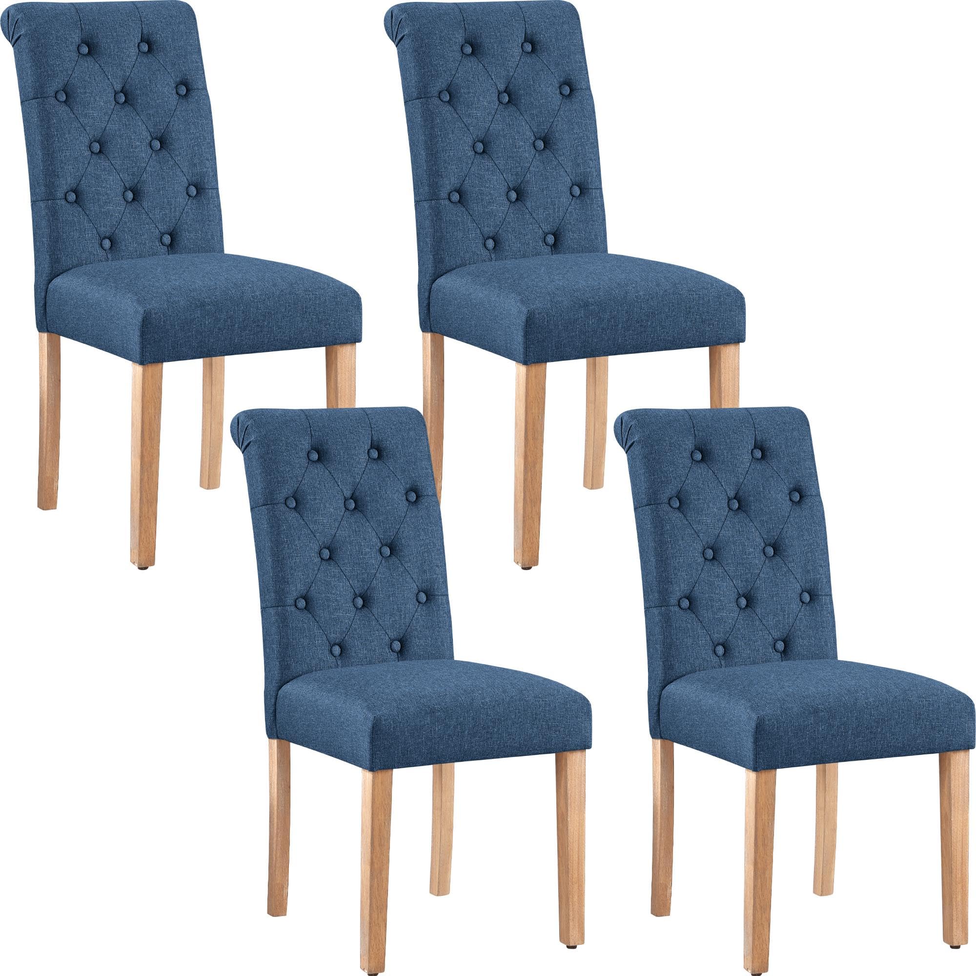 Yaheetech Dining Chairs Set of 6 Fabric Upholstered Dining Room Chairs with Button Tufted High Back and Solid Wood Legs for Kitchen/Living Room/Restaurant, Modern Style, Dark Gray