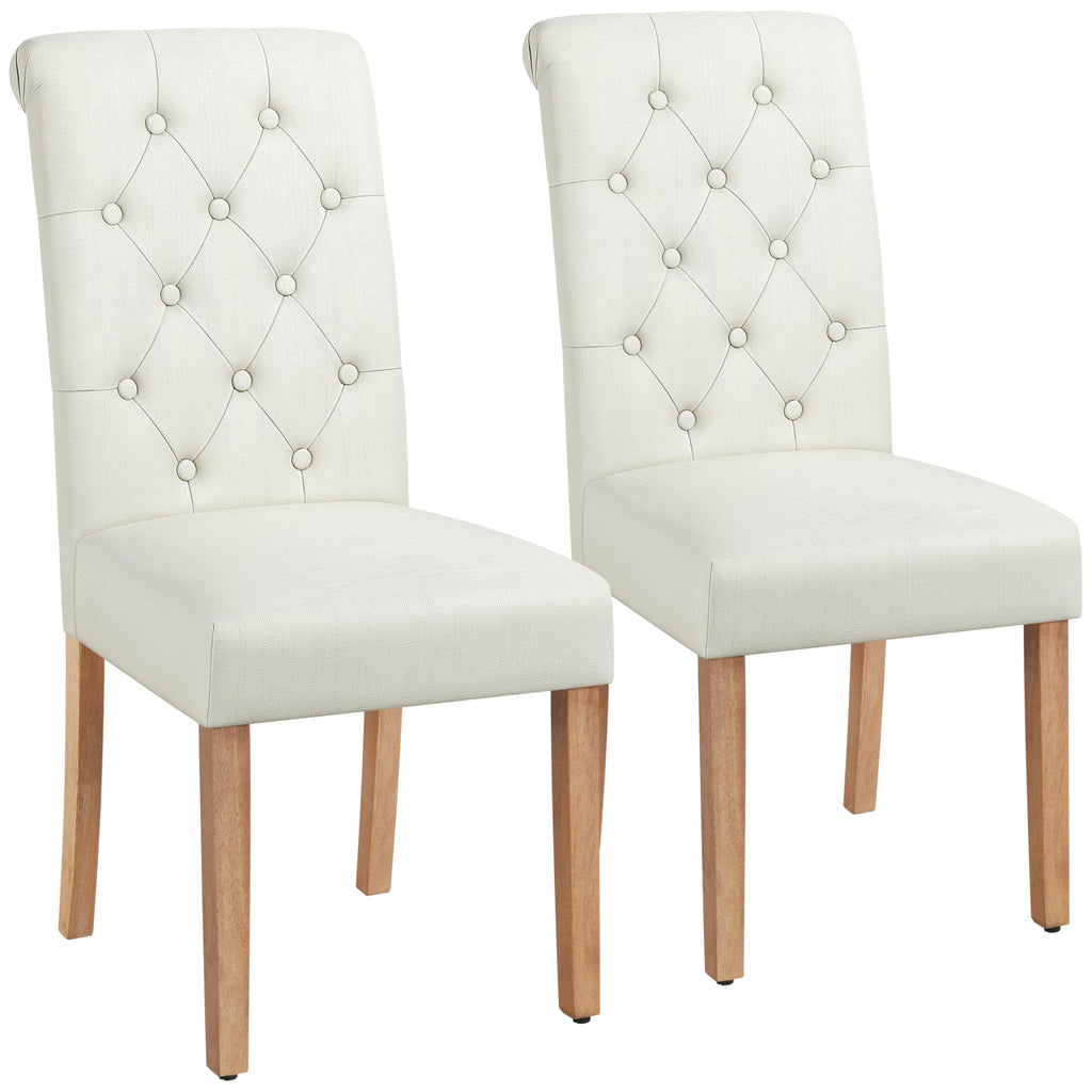 Yaheetech Dining Chairs Set of 6 Fabric Upholstered Dining Room Chairs with Button Tufted High Back and Solid Wood Legs for Kitchen/Living Room/Restaurant, Modern Style, Dark Gray