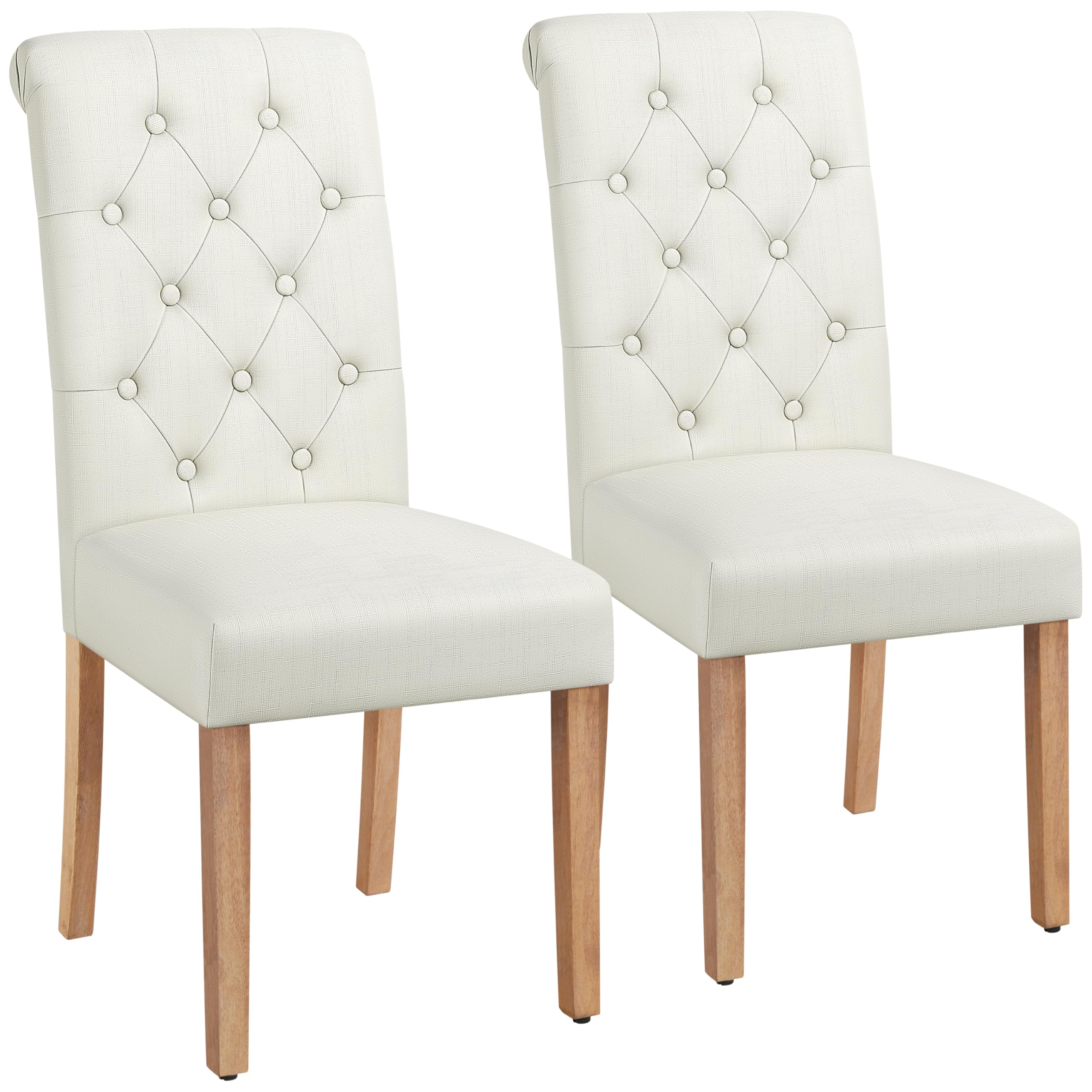 Yaheetech Dining Chairs Set of 6 Fabric Upholstered Dining Room Chairs with Button Tufted High Back and Solid Wood Legs for Kitchen/Living Room/Restaurant, Modern Style, Dark Gray