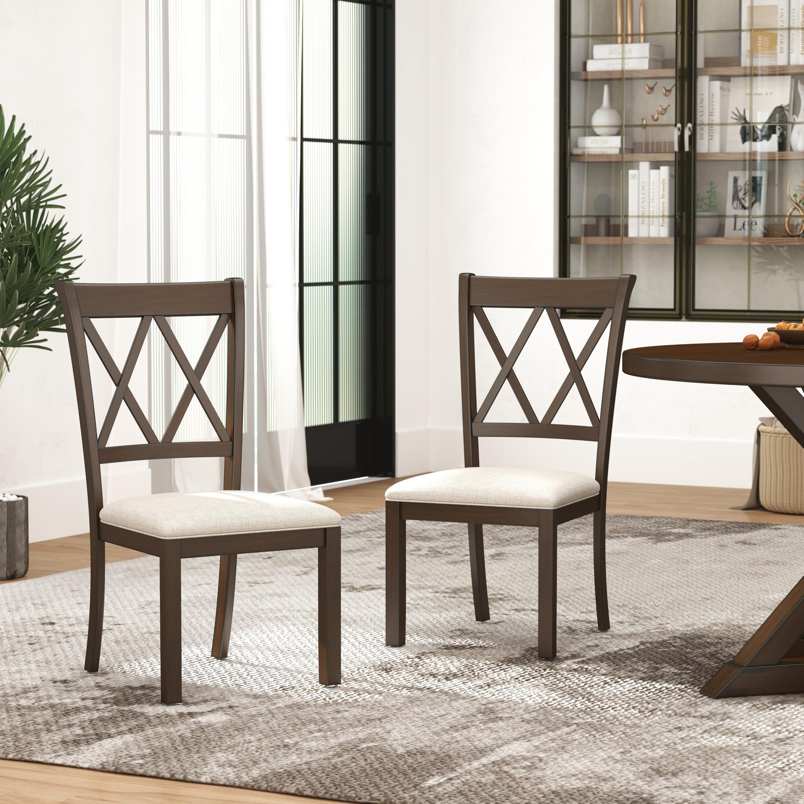Roundhill Furniture Windvale Fabric Upholstered Dining Chair, Set of 2, Black