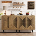 Tribesigns Set of 2 Sideboard Buffet with Storage, 59" Buffet Sideboard Cabinet with Adjustable Shelves, Accent Storage Cabinet for Living Room, Dark Brown