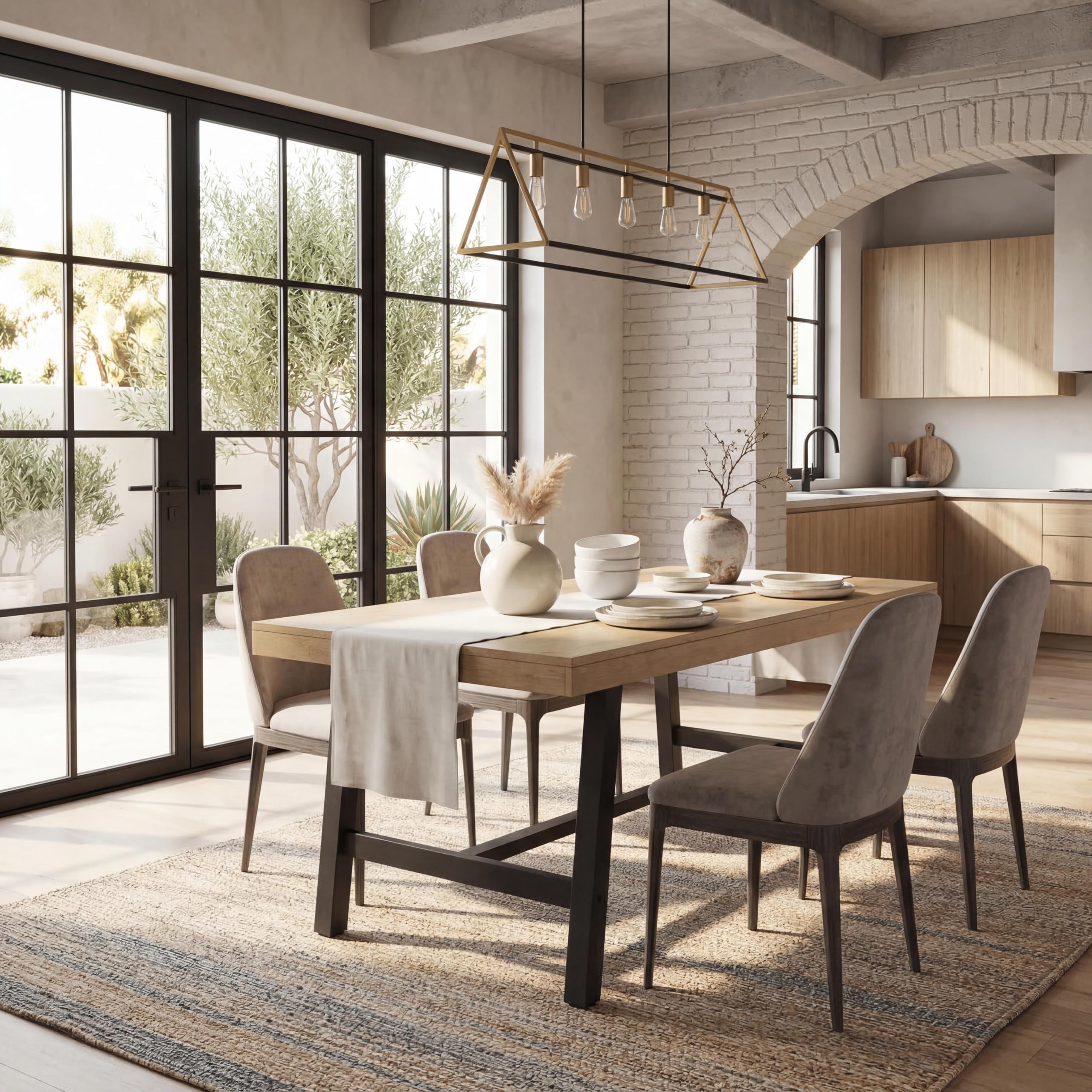 GarveeHome 63-83" Extendable Dining Table, Industrial Rectangular Dining Room Table for 6-8 People, Expandable Kitchen Table with Heavy Duty Metal Frame for Dining Room, Kitchen & Parties, Black